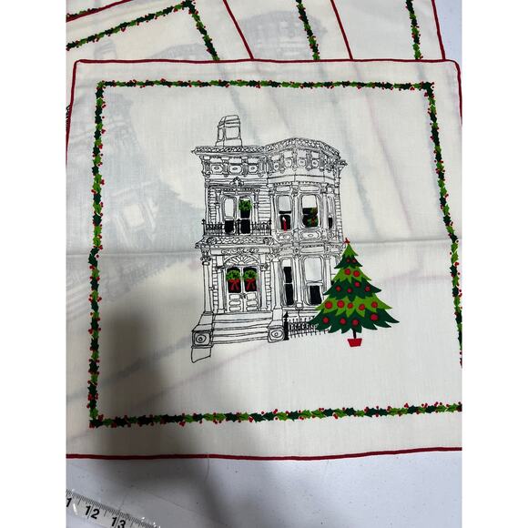 Vintage Christmas House Brownstone Cloth  Napkins - Picture 5 of 6